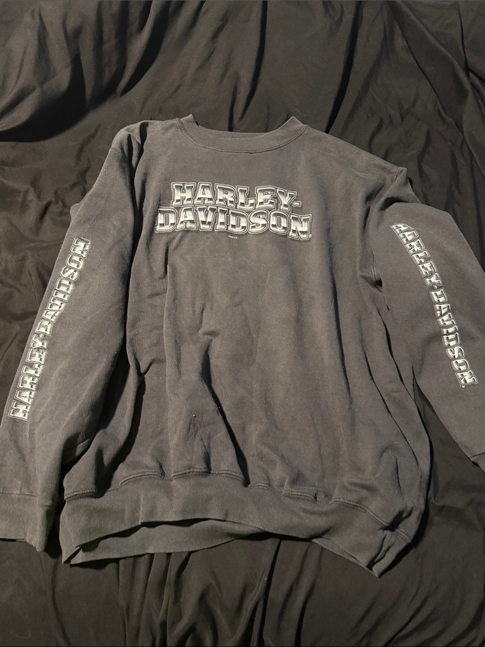 Harley-Davidson Black Crewneck Sweatshirt with White Logo